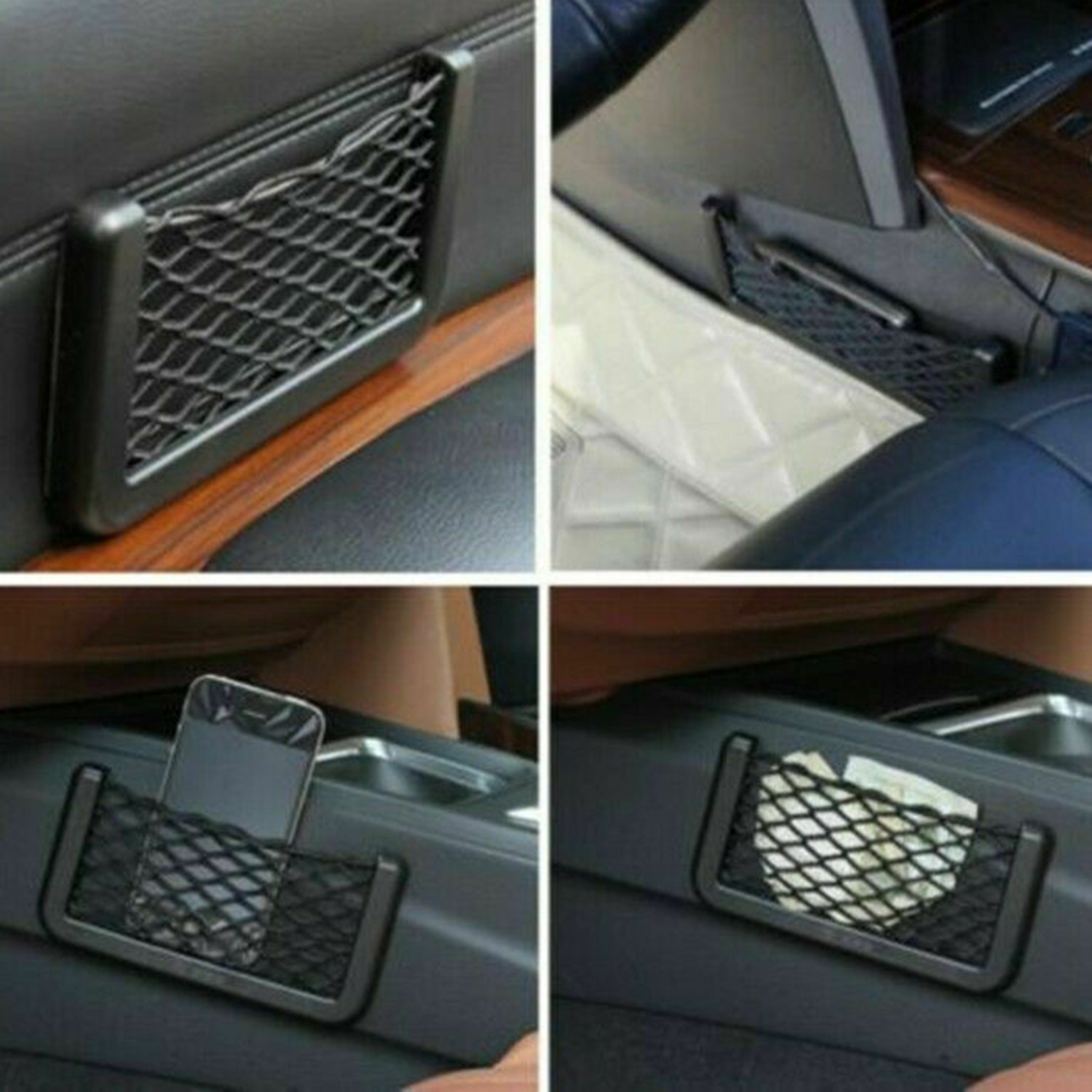 15CM*8CM Black Nylon Car Trunk Rear Cargo Organizer Storage Elastic Mesh Net Bag - Picture 7 of 12