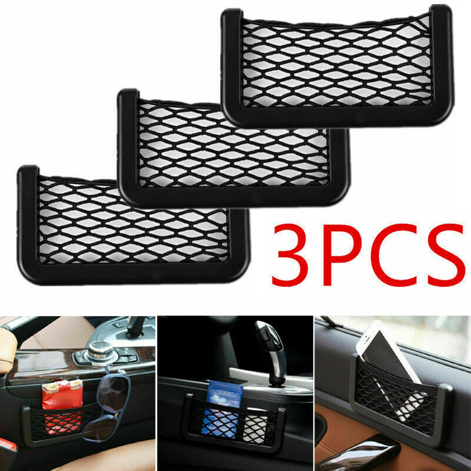 15CM*8CM Black Nylon Car Trunk Rear Cargo Organizer Storage Elastic Mesh Net Bag