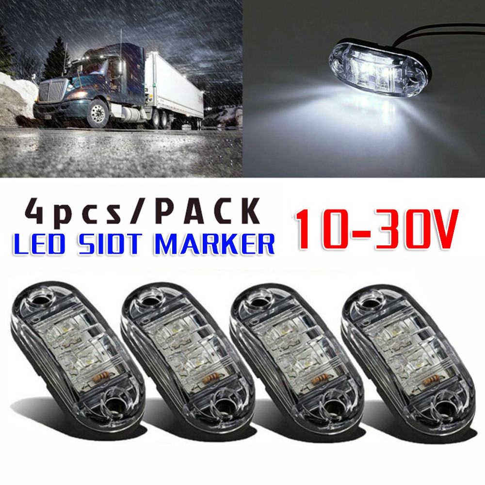 4pcs LED Side Marker Light White Lamp 12V-24V DC Car Truck Van Trailer Boat Side - Picture 42 of 42