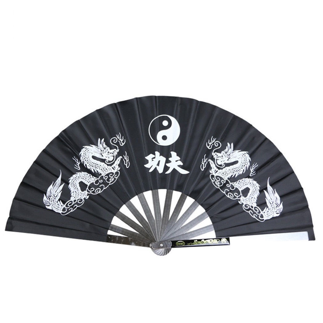 Fan Black/Blue/Red Chinese Dragon Kung Fu Martial Arts Steel Tai Chi Wushu - Picture 13 of 13