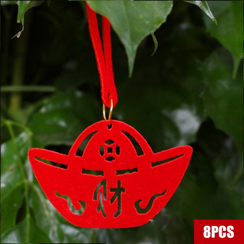 Spring Festival Collection Red Flocking Lantern Ornament Bonsai Pendant - Picture 15 of 19