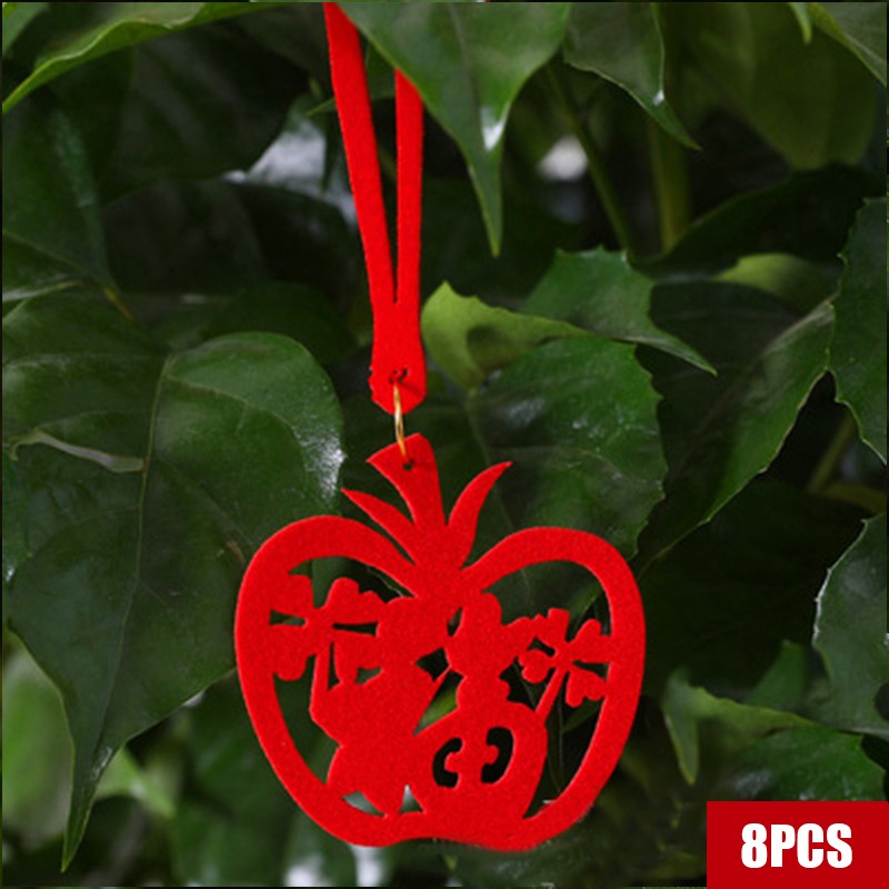 Spring Festival Collection Red Flocking Lantern Ornament Bonsai Pendant - Picture 16 of 19