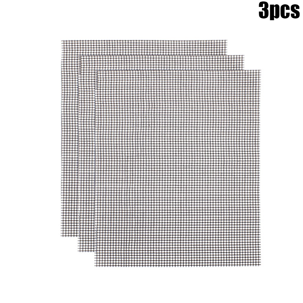 3PC NonStick BBQ Mesh Grill Mats Set Reusable Heat Resistant Cooking Pads