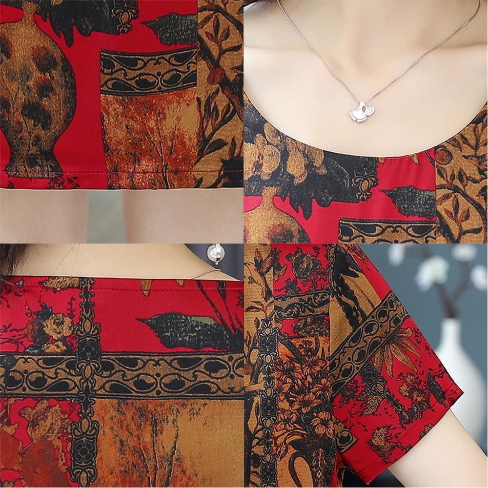 Baeutiful A-Line A-line Dress A-shirt Casual Long Dress Printed Plussize Retro - Picture 19 of 25