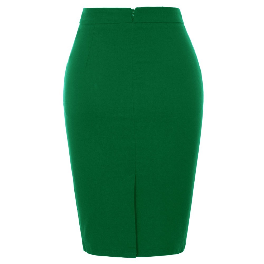 Solid Color Bodycon Skirt with Stretchy Back Split and Pockets for Women - Picture 50 of 69