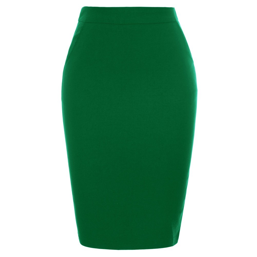 Solid Color Bodycon Skirt with Stretchy Back Split and Pockets for Women - Picture 40 of 69