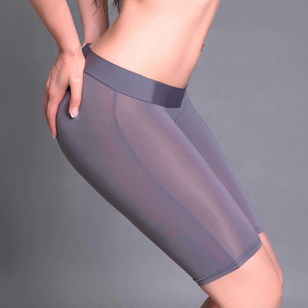 Women's Sexy Stretch Long Underwear Sheer Shiny High Glossy Panties Boxer  Shorts