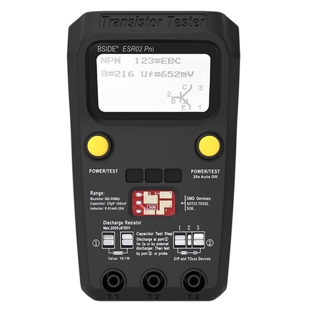 Digital Multi Tester BSIDE ESR02 Pro for Electronic Components Analysis