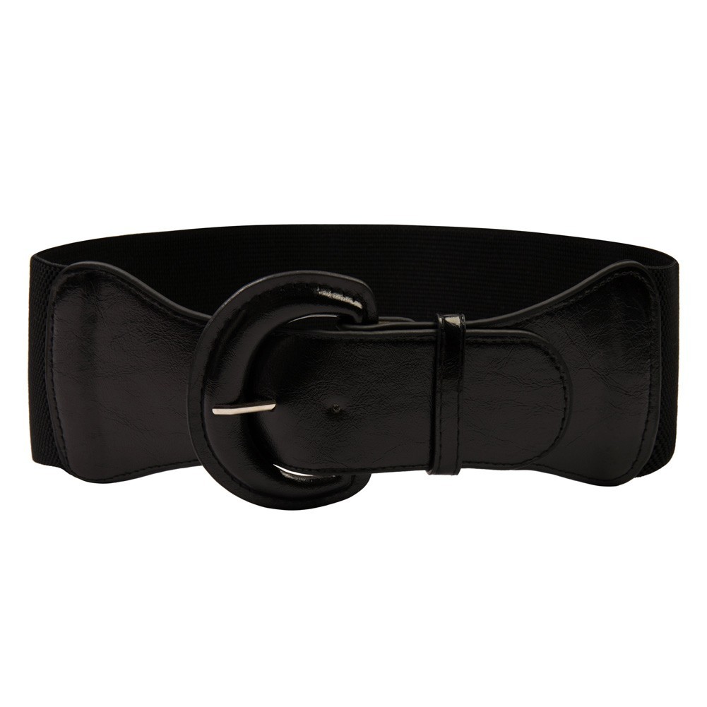 Elegant Women's Stretchy Elastic Waist Belt Wide Polyurethane Leather Band - Picture 109 of 129