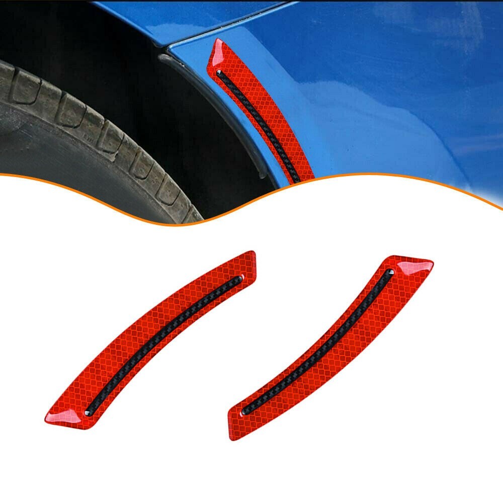 Reflective Car Stickers Accessories Car Decals Epoxy + Carbon Fiber Red - Picture 3 of 9