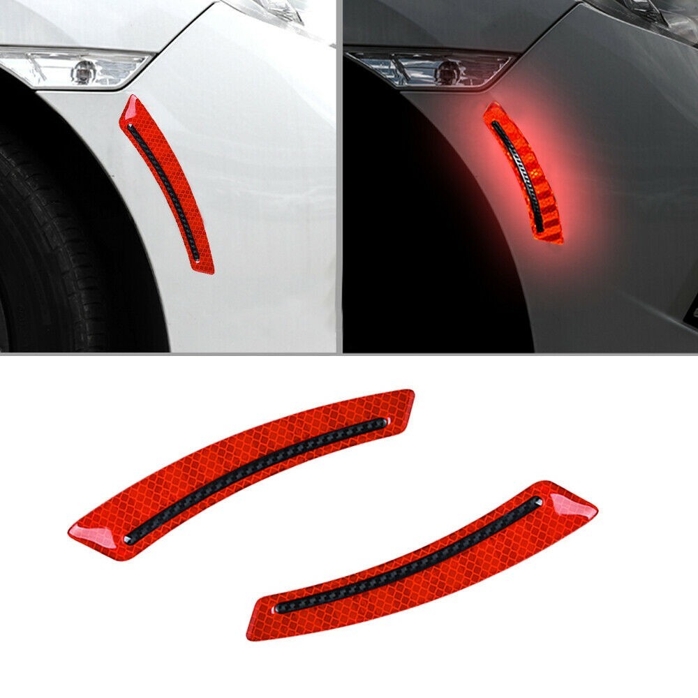 Reflective Car Stickers Accessories Car Decals Epoxy + Carbon Fiber Red - Picture 9 of 9