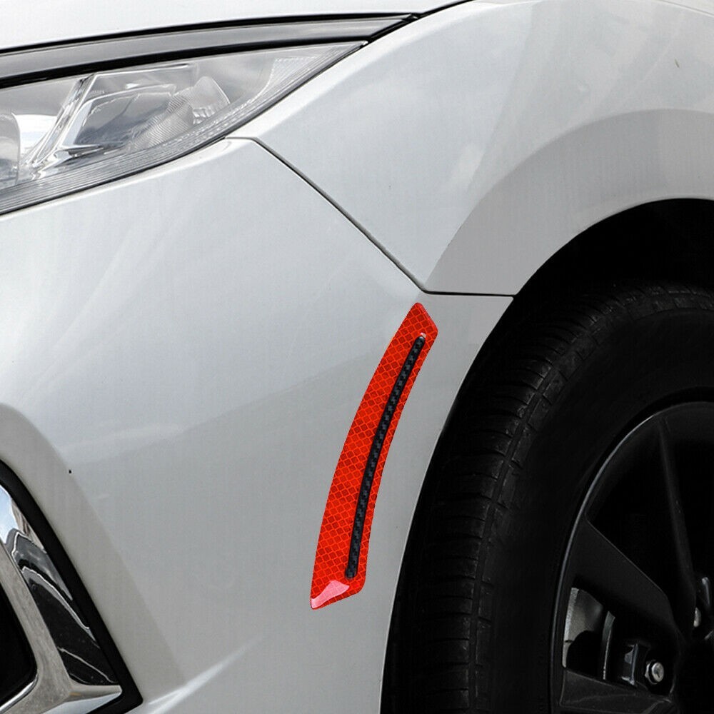 Reflective Car Stickers Accessories Car Decals Epoxy + Carbon Fiber Red - Picture 7 of 9
