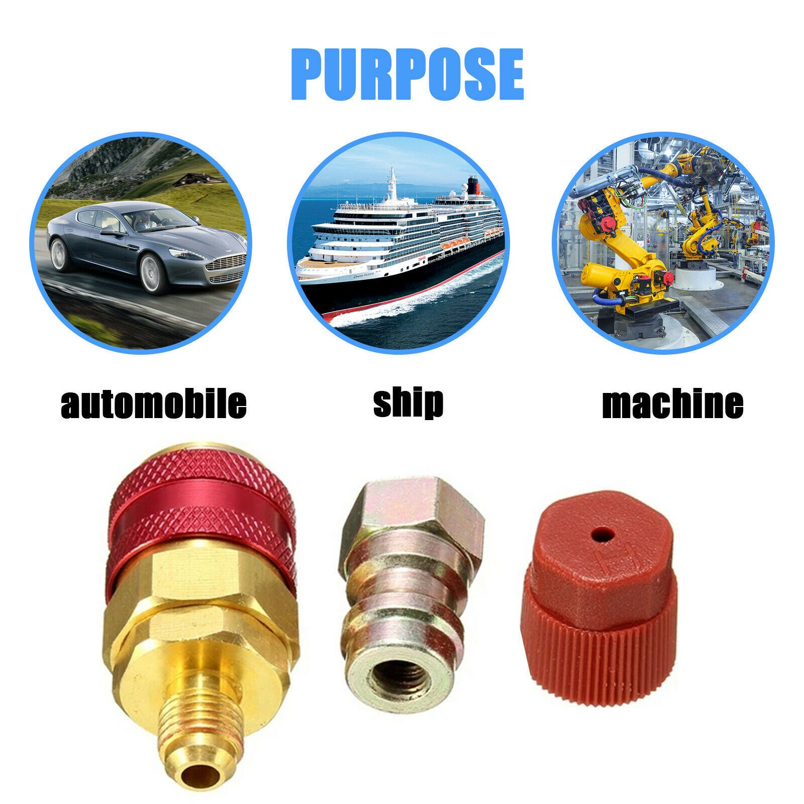 R134A Quick Coupler Adapters 180° Brass Car Air-conditioning Fitting Red - Picture 1 of 12
