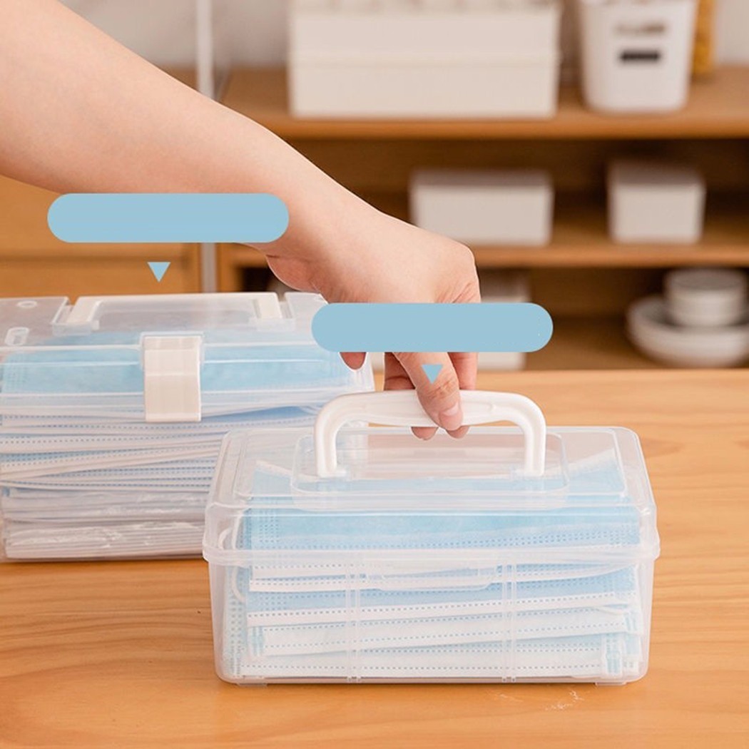 Mask Storage Box with Handle Household Dustproof Sealed Large Capacity Box - Picture 24 of 24