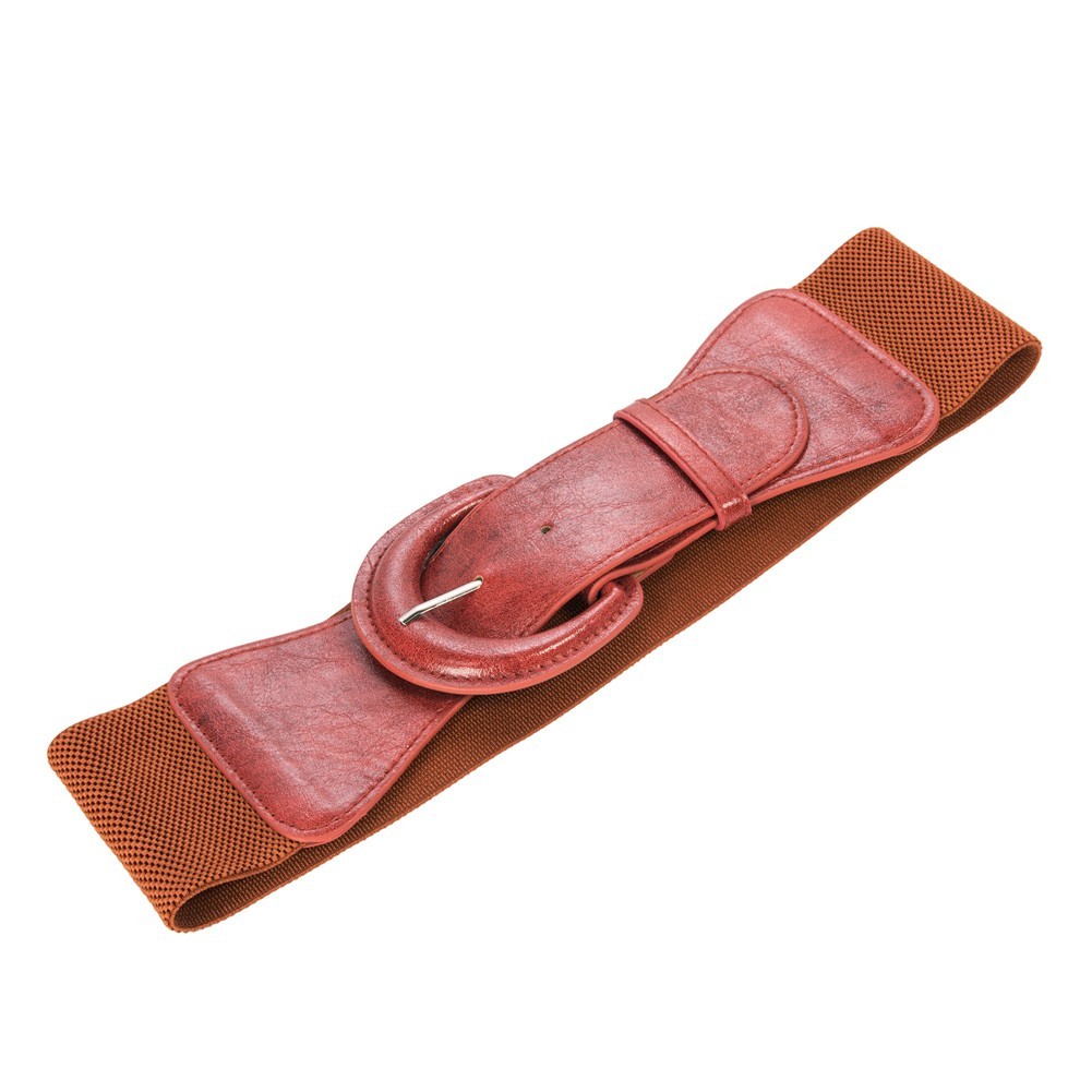 Elegant Women's Stretchy Elastic Waist Belt Wide Polyurethane Leather Band - Picture 100 of 129