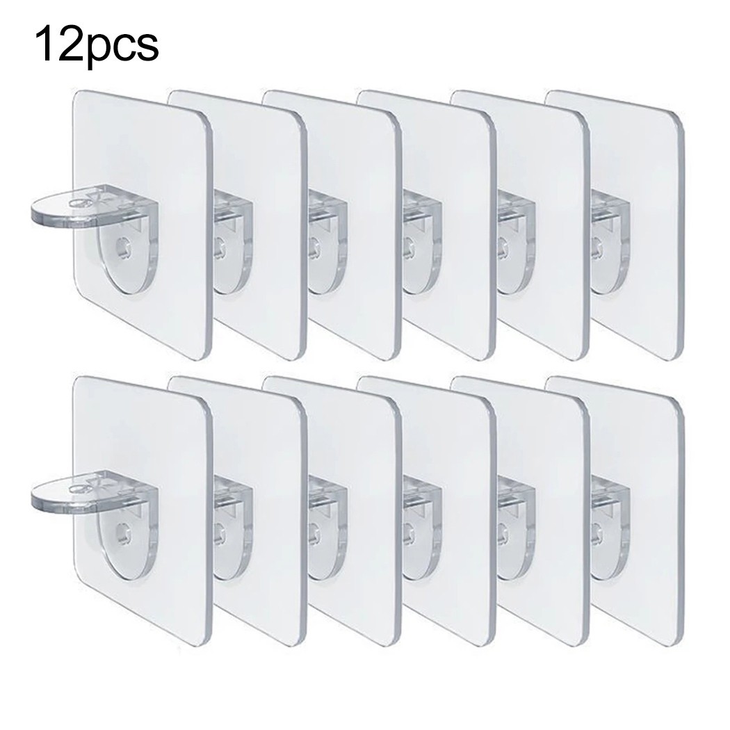 6/12x Adhésif Shelf Soutien Chevilles Punch-Free Transparent Armoire 2024 Mur Hanger