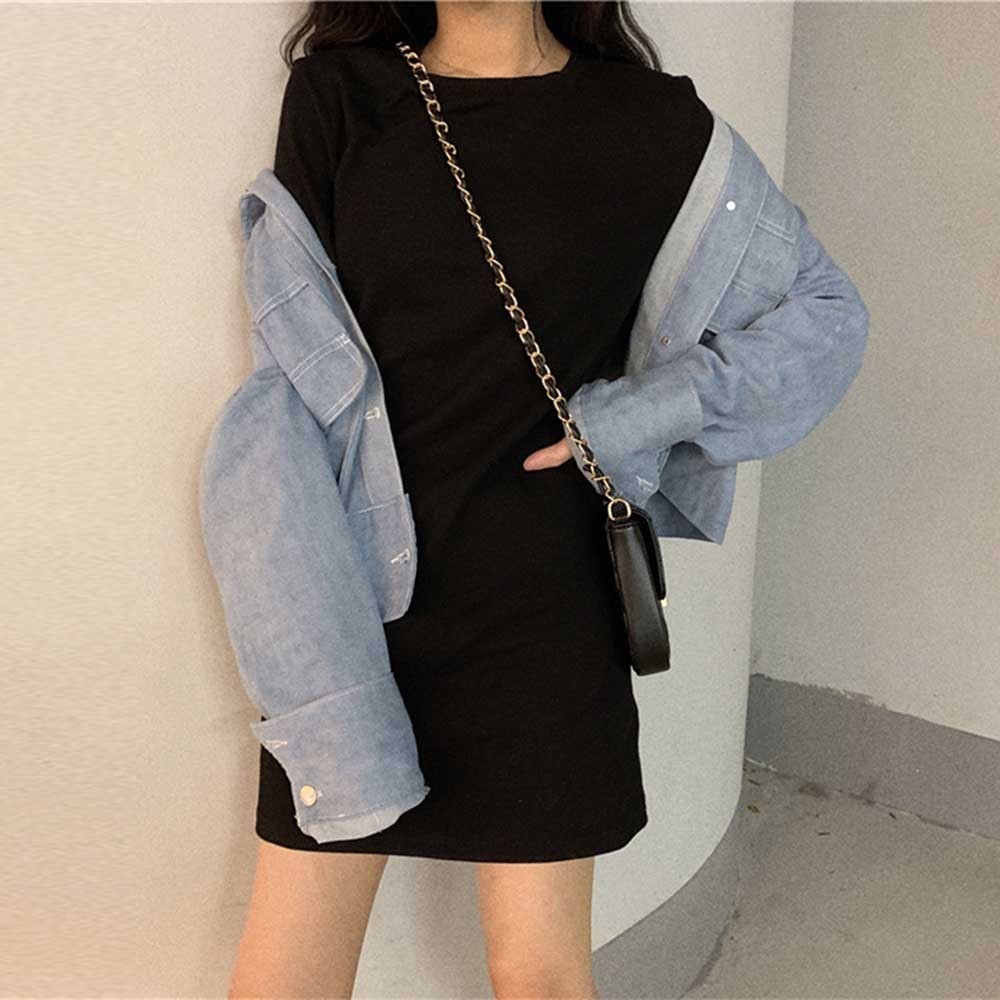 Elegant Women's Summer Dress MidLong Short Sleeve T shirt Dress in Candy Color - Picture 23 of 25
