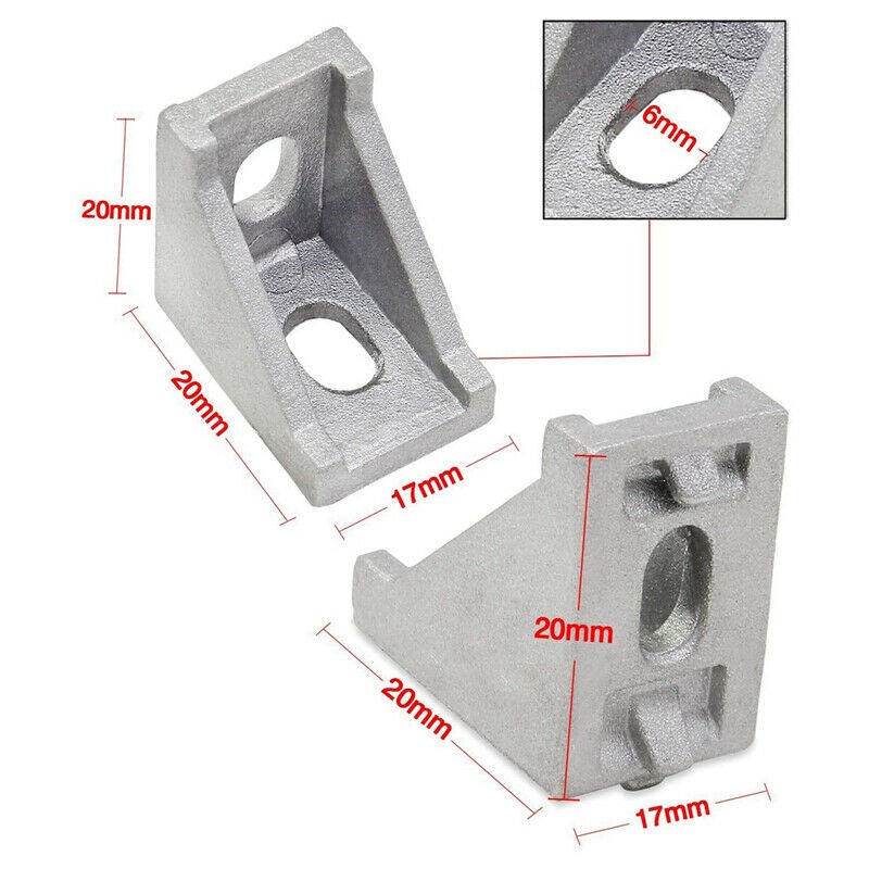 Practical Corner Bracket Aluminum For 6mm Slot M5 X 10mm Silver T-slot - Picture 9 of 10