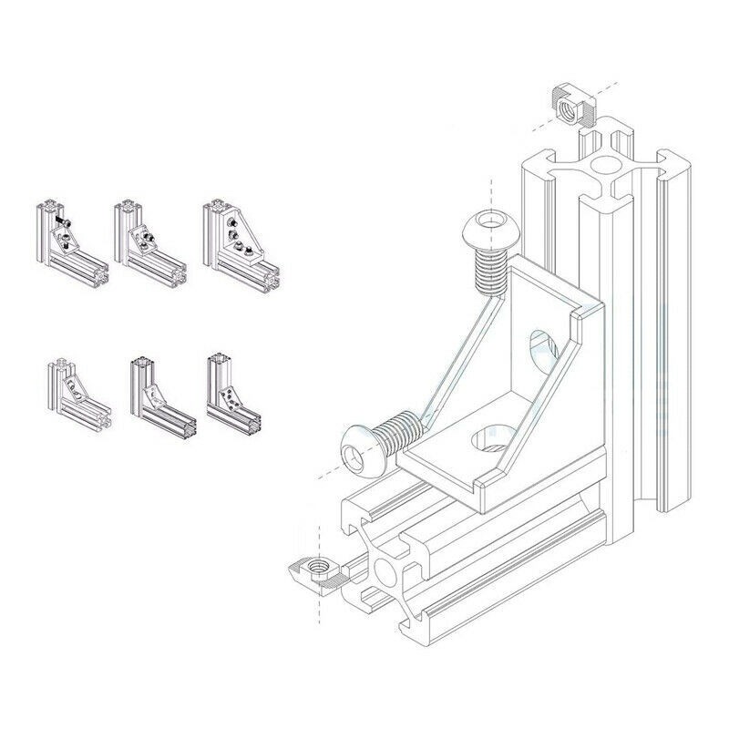 Practical Corner Bracket Aluminum For 6mm Slot M5 X 10mm Silver T-slot - Picture 4 of 10