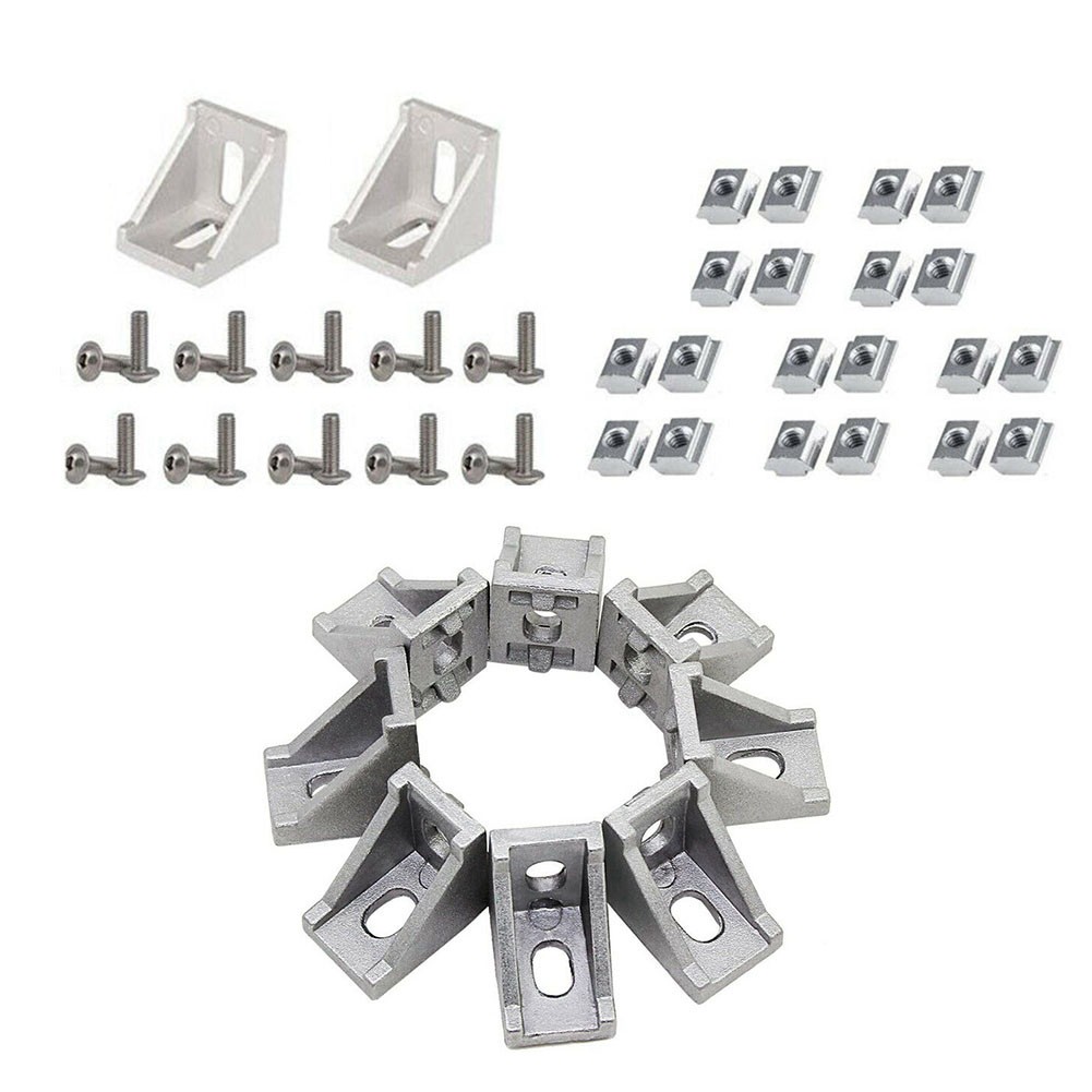 Practical Corner Bracket Aluminum For 6mm Slot M5 X 10mm Silver T-slot - Picture 1 of 10