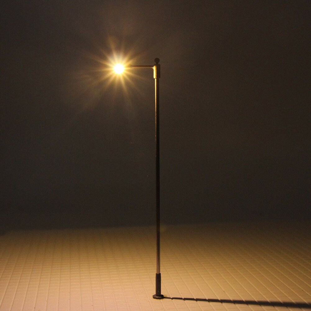 Lot De 10 Lampadaires LED Miniatures Échelle 1:75 Pour Modèles Ferroviaires Et Dioramas - Lumières Blanches Chaudes