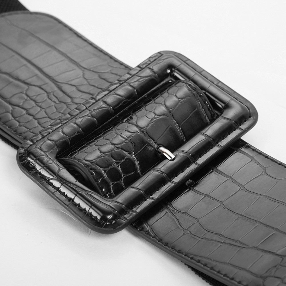 Girls Ladies Elastic Waistband Belt with Adjustable Classic Buckle in Yellow Orange Dark Blue-image