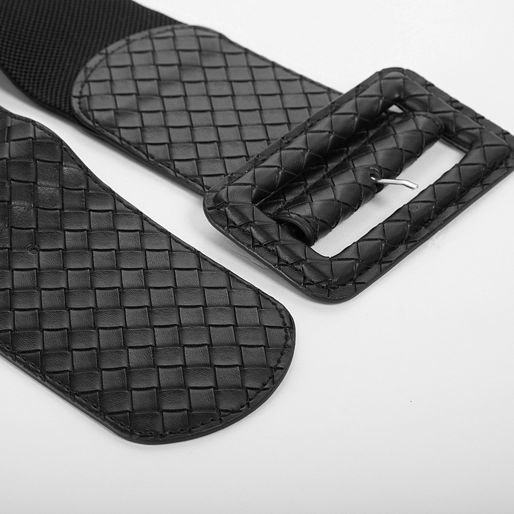 Girls Ladies Elastic Waistband Belt with Adjustable Classic Buckle in Yellow Orange Dark Blue-image