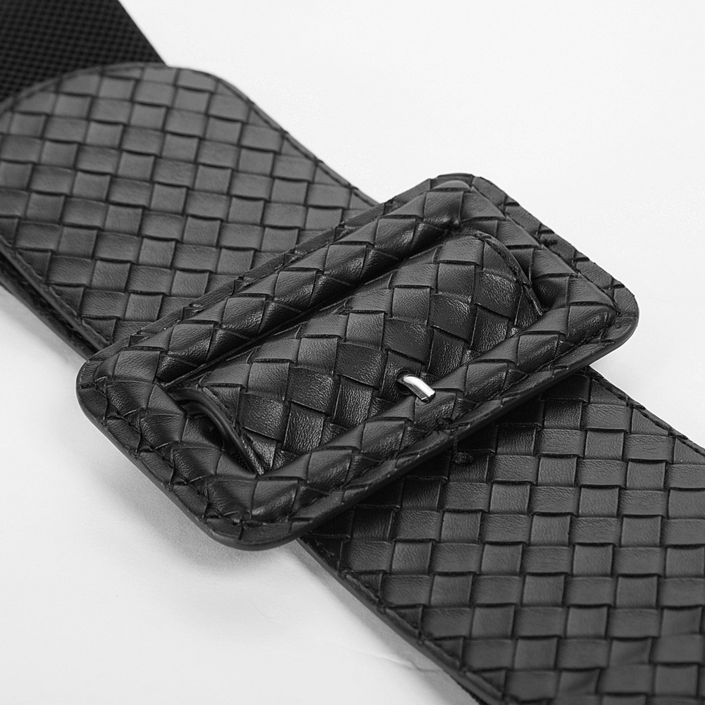 Girls Ladies Elastic Waistband Belt with Adjustable Classic Buckle in Yellow Orange Dark Blue-image