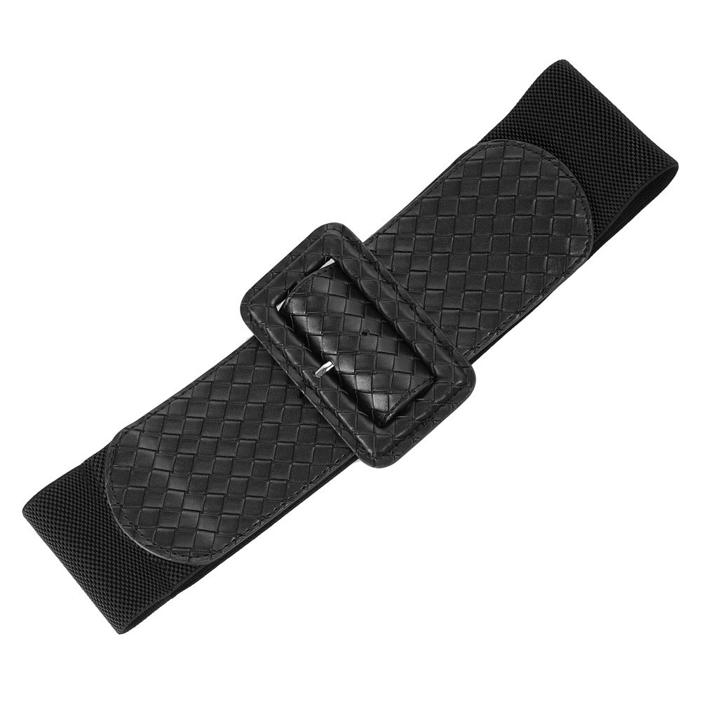 Girls Ladies Elastic Waistband Belt with Adjustable Classic Buckle in Yellow Orange Dark Blue-image