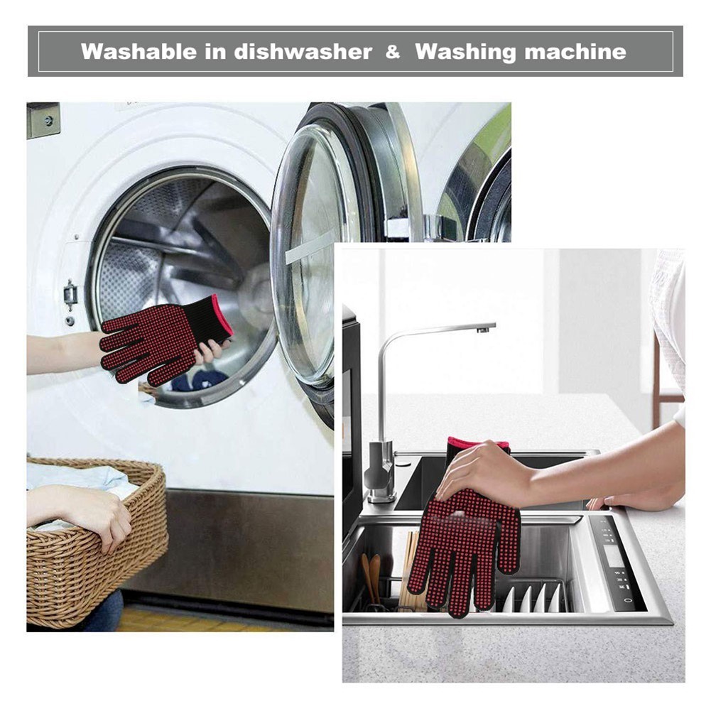 2er Set hitzebeständige Handschuhe für Grillen Ofen & Kochen schwarz weiß - Picture 31 of 35