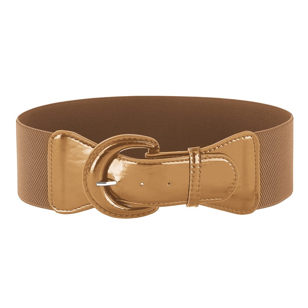 Elegant Women's Stretchy Elastic Waist Belt Wide Polyurethane Leather Band - Picture 43 of 129