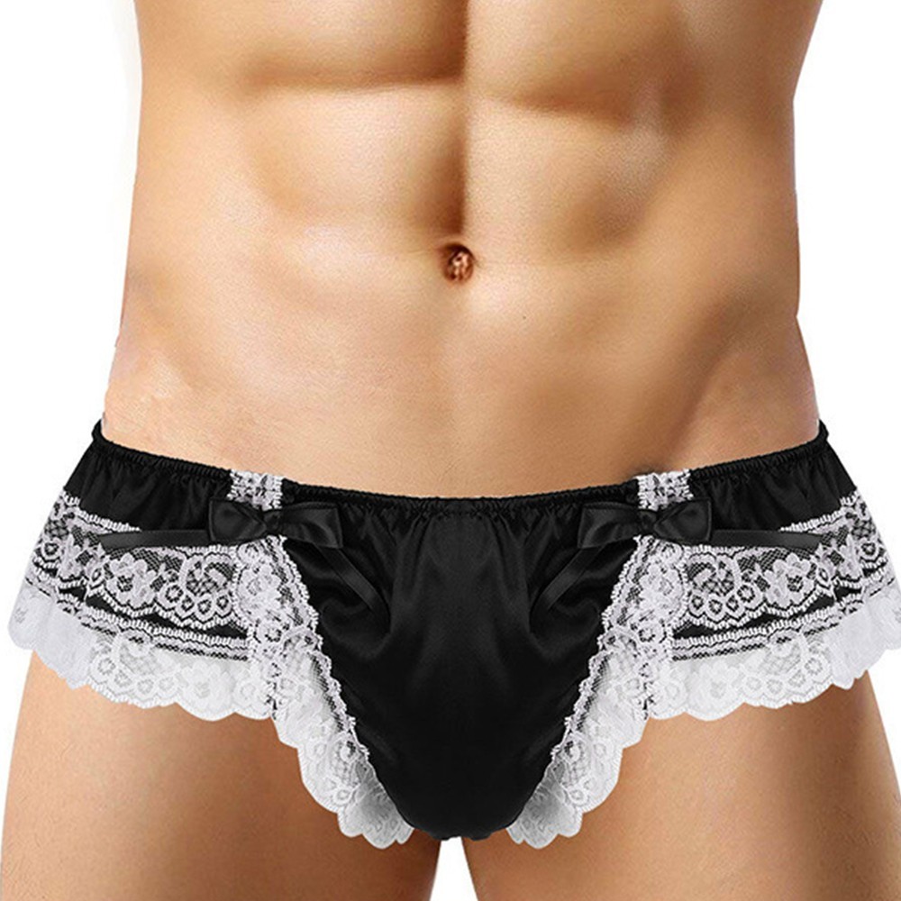 Hombres Sissy Encaje Transparente Bragas Sexy Satén Tanga Tanga Calzoncillos Ropa Interior - Imagen 45 de 50