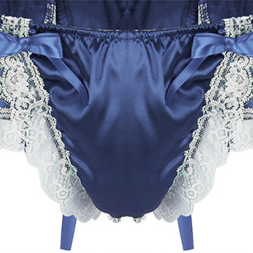 Hombres Sissy Encaje Transparente Bragas Sexy Satén Tanga Tanga Calzoncillos Ropa Interior - Imagen 42 de 50