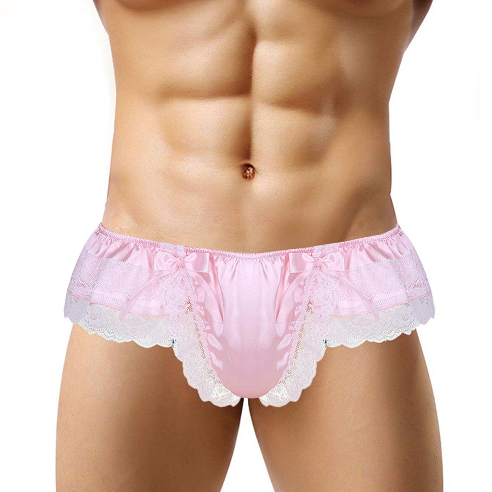 Hombres Sissy Encaje Transparente Bragas Sexy Satén Tanga Tanga Calzoncillos Ropa Interior - Imagen 26 de 50