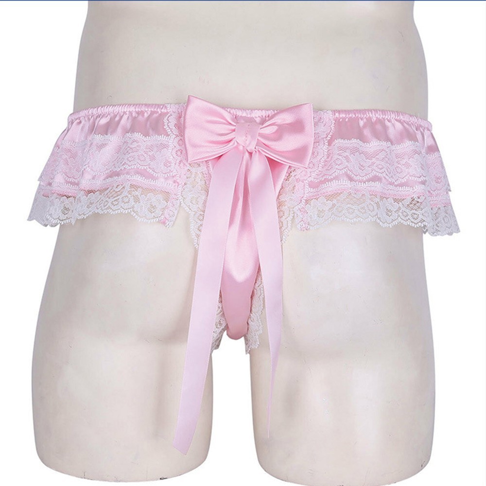 Hombres Sissy Encaje Transparente Bragas Sexy Satén Tanga Tanga Calzoncillos Ropa Interior - Imagen 25 de 50