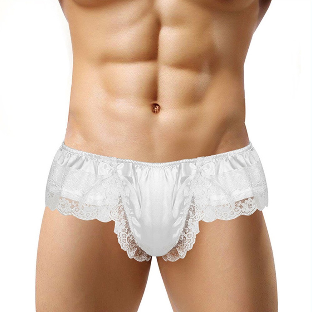 Hombres Sissy Encaje Transparente Bragas Sexy Satén Tanga Tanga Calzoncillos Ropa Interior - Imagen 31 de 50