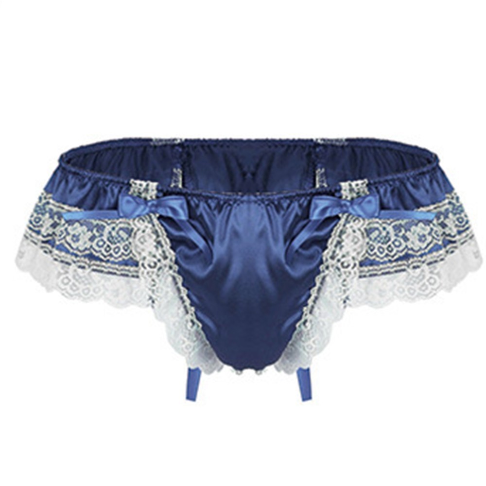 Hombres Sissy Encaje Transparente Bragas Sexy Satén Tanga Tanga Calzoncillos Ropa Interior - Imagen 39 de 50