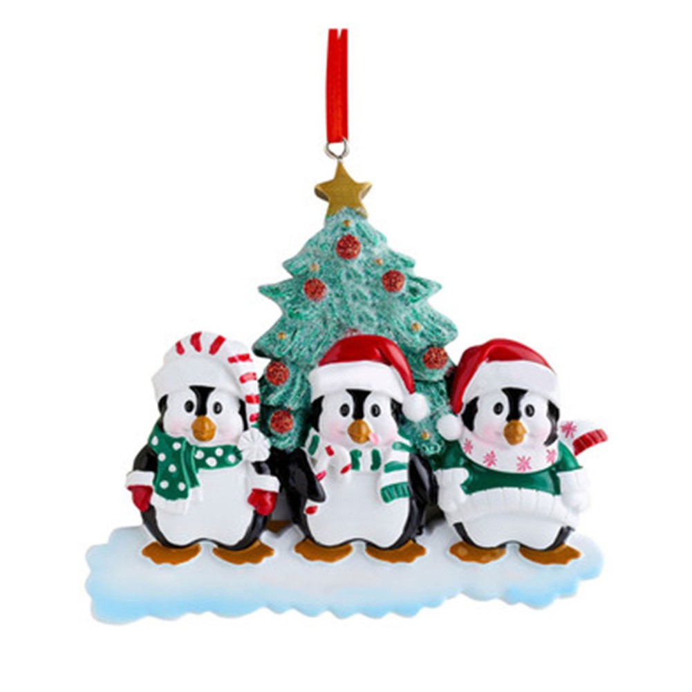 Family Size Penguin Xmas Decoration Ornament for Personalised Christmas Tree