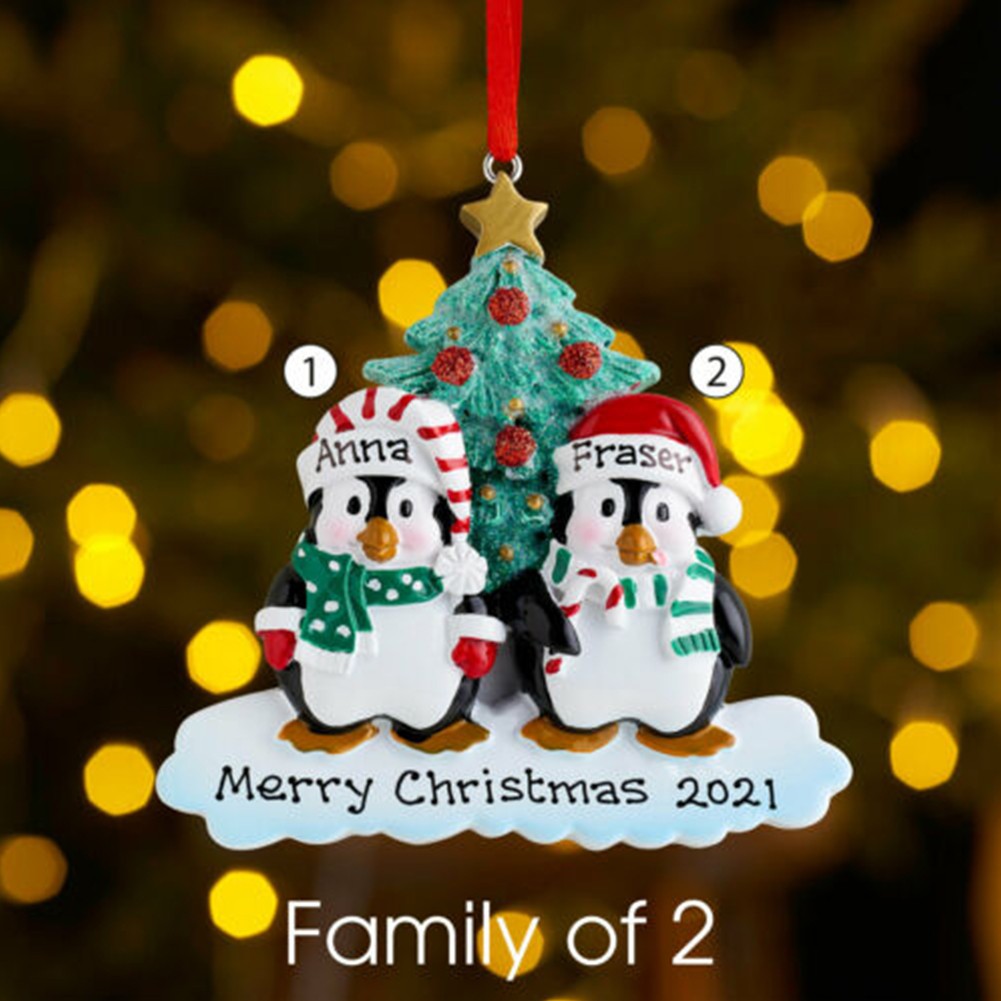 Family Size Penguin Xmas Decoration Ornament for Personalised Christmas Tree