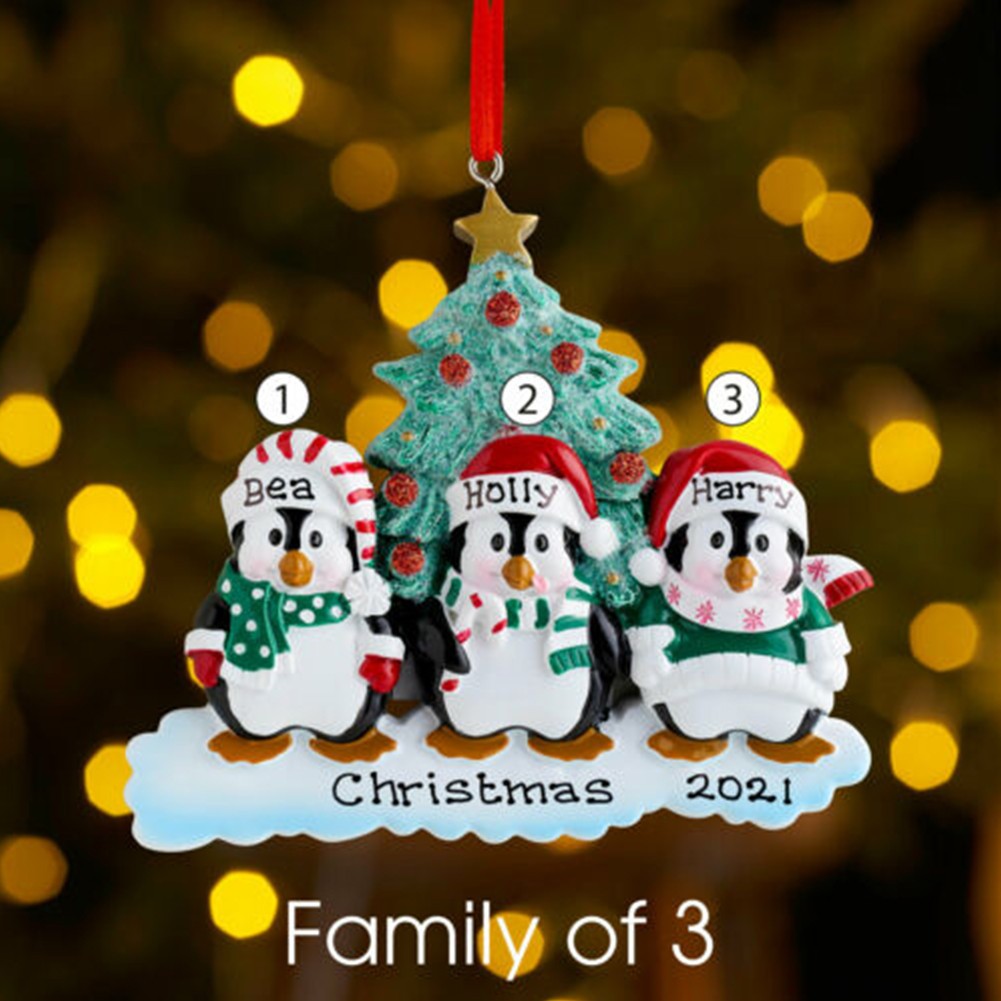 Family Size Penguin Xmas Decoration Ornament for Personalised Christmas Tree