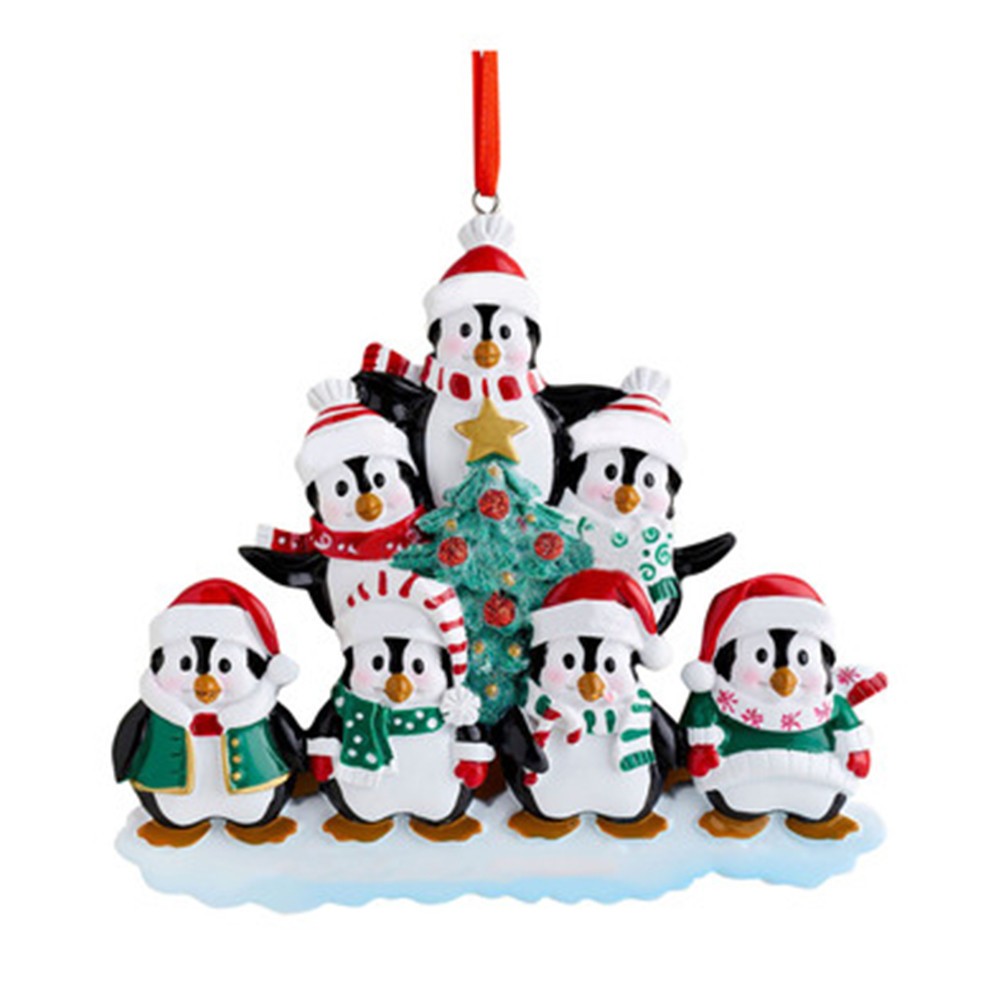 Family Size Penguin Xmas Decoration Ornament for Personalised Christmas Tree