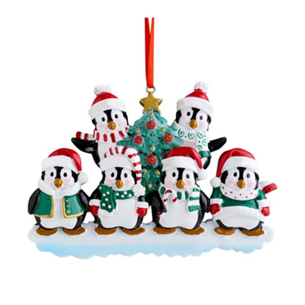 Family Size Penguin Xmas Decoration Ornament for Personalised Christmas Tree