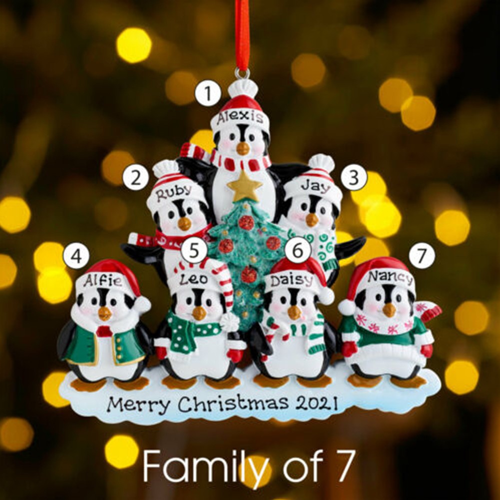 Family Size Penguin Xmas Decoration Ornament for Personalised Christmas Tree