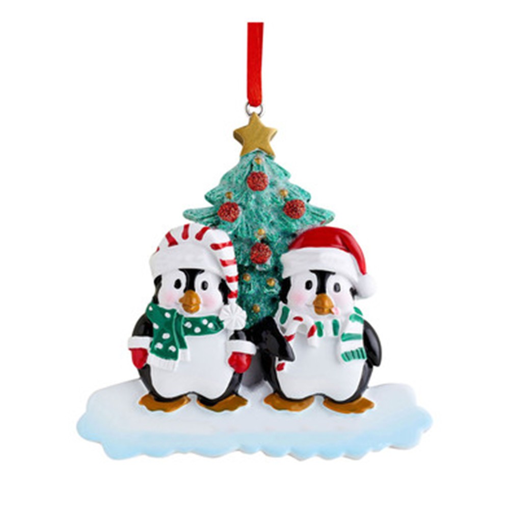 Family Size Penguin Xmas Decoration Ornament for Personalised Christmas Tree