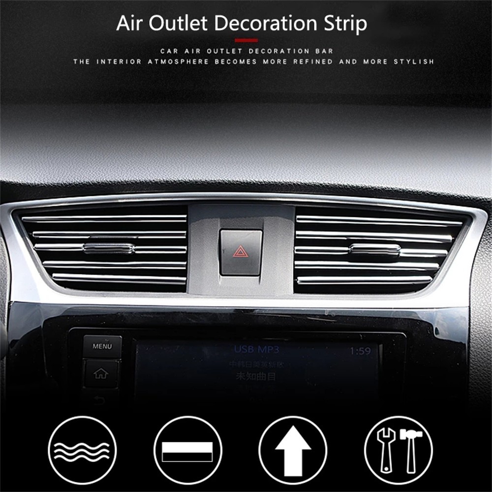 10 X Car Interior Air Conditioner Outlet Decoration Stripes/Cover Accessories