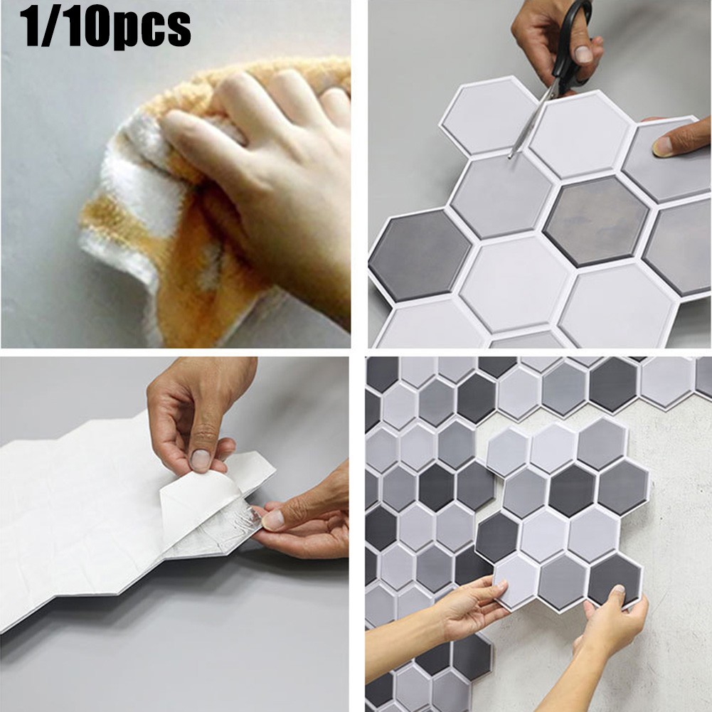 Mosaic Wall Sticker Decal Decor Tiles Protective Shower Areas Waterproof - Picture 34 of 48