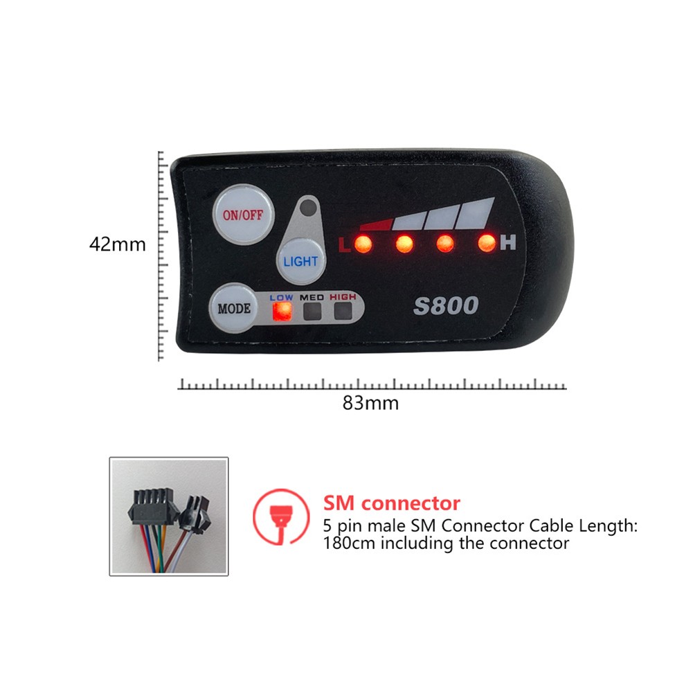 Écran LED Pour Vélo électrique – 36V-48V – Connecteur 5 Broches – Compatible Protocole 02OMD – Montage Guidon 22,2 Mm