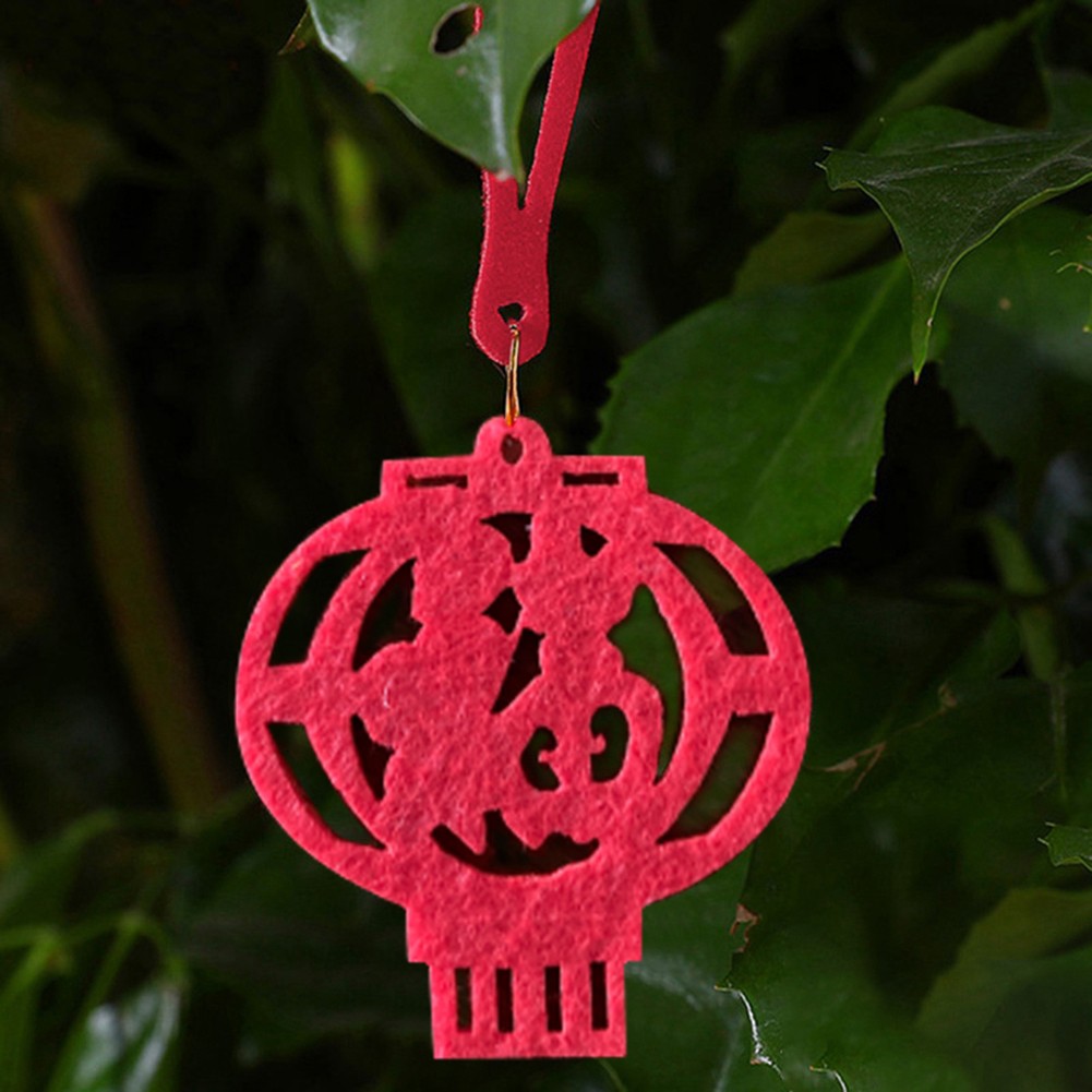 Spring Festival Collection Red Flocking Lantern Ornament Bonsai Pendant - Picture 18 of 19