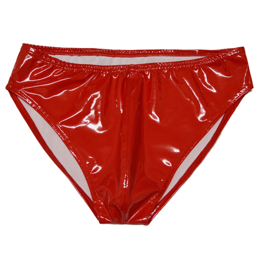 Fashionable Men's Wet Look Underwear Shiny Latex Briefs in Low Waist Design - Picture 6 of 9