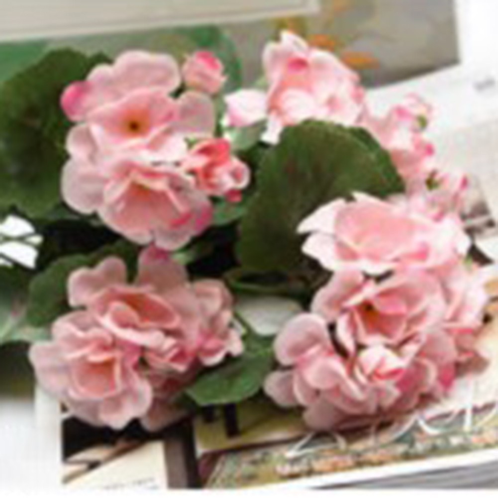 Vibrantly Colored Geranium Red Pink Artificial Flowers for Shop Display